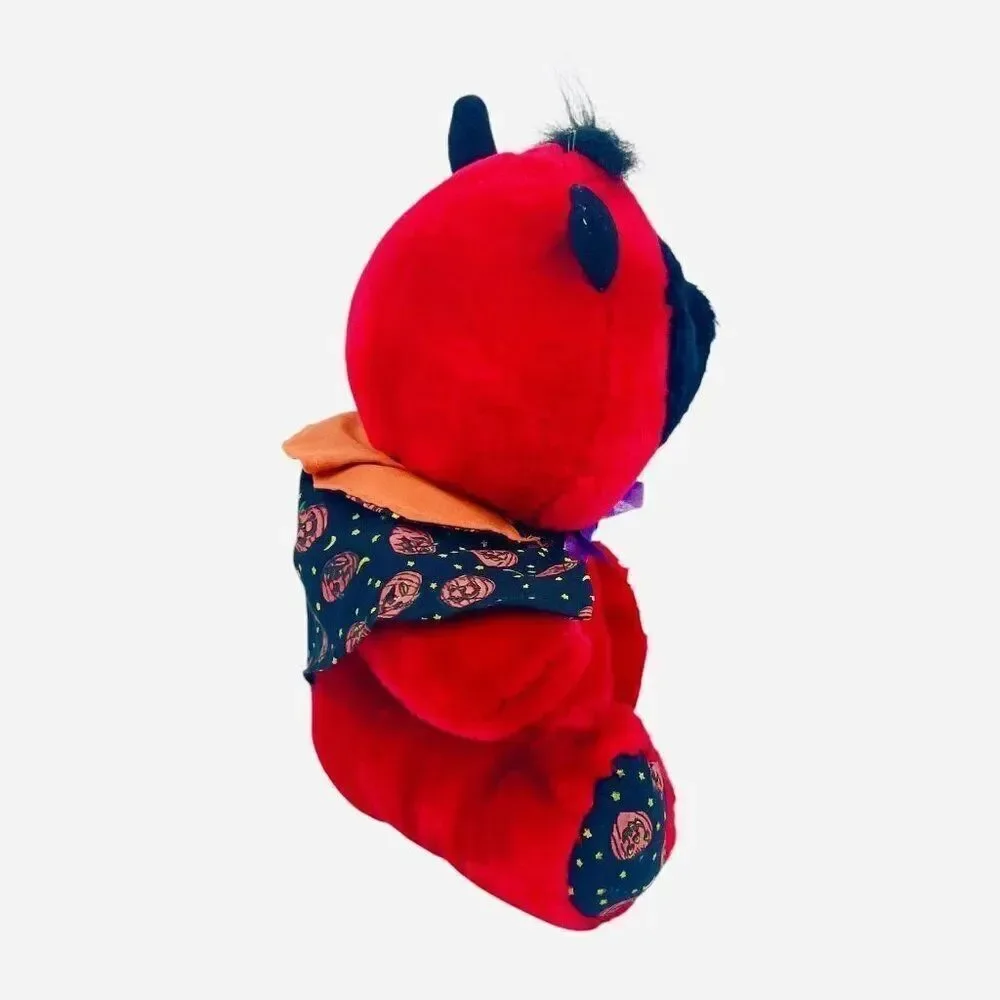 Vintage 1980s King Plush Red Devil Halloween Pumpkins Cape Jack O Lanterns Cute